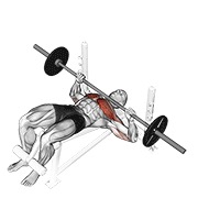 potisak na negativnoj klupi sa šipkom — fitness vježba