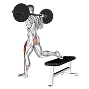 jednonožni čučanj sa šipkom — fitness vježba
