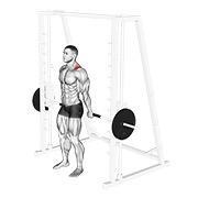 slijeganje ramenima unatrag na Smith spravi — fitness vježba