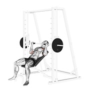 potisak obrnutim hvatom s pozitivnim nagibom na Smith spravi — fitness vježba