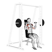 sjedeći potisak za ramena na Smith spravi — fitness vježba