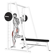 jednonožni split čučanj na Smith spravi — fitness vježba