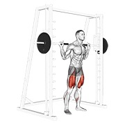 čučanj s niskom šipkom na Smith spravi — fitness vježba