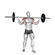 stojeći vojnički potisak širokim hvatom sa šipkom — fitness vježba
