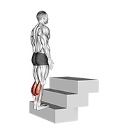 stojeće podizanje listova (na stubištu) — fitness vježba