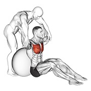 istezanje velikog prsnog mišića sjedeći s pomoći na lopti za stabilnost — fitness vježba