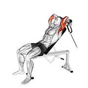 ispružanje tricepsa na pozitivnoj klupi s užetom na sajli — fitness vježba