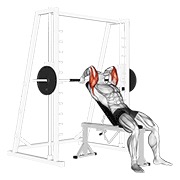ekstenzije tricepsa s pozitivnim nagibom na Smith spravi — fitness vježba