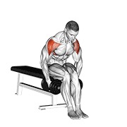 sjedeće bočno podizanje savijenih ruku s bučicama — fitness vježba