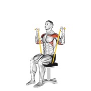 sjedeći potisak za ramena s elastičnom trakom — fitness vježba