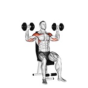 sjedeći naizmjenični potisak za ramena s bučicama — fitness vježba